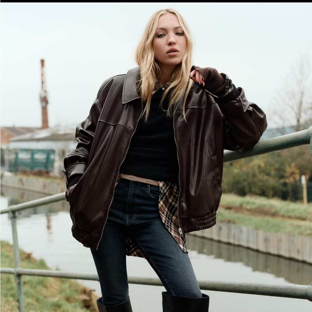 Zara faux leather Bomber Jacket